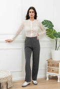 Pantalon chic gris taille haute Coupe droite & fluide