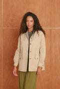 Veste mi-saison beige à col contrast