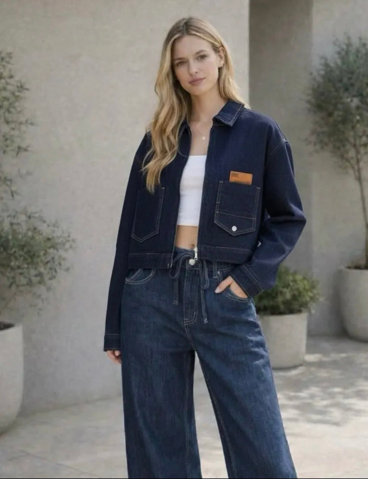 Veste en jean zippée