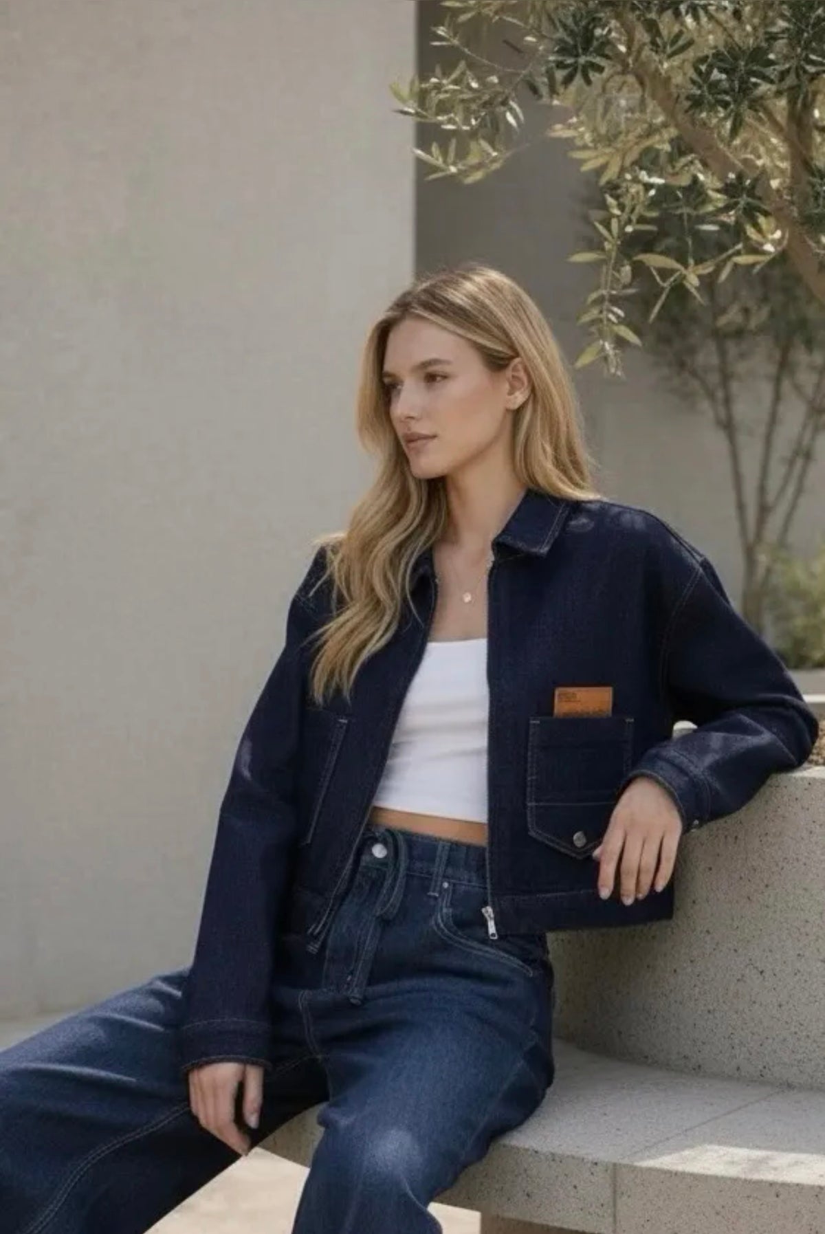 Veste en jean zippée
