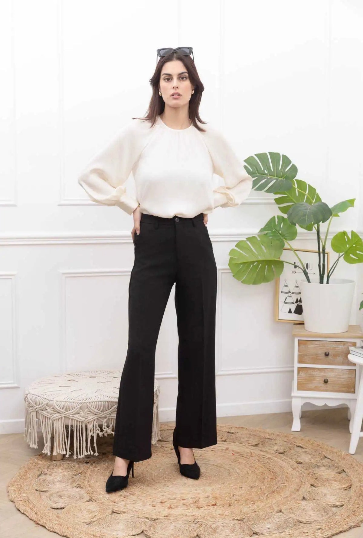 Pantalon flaire noir taille haute