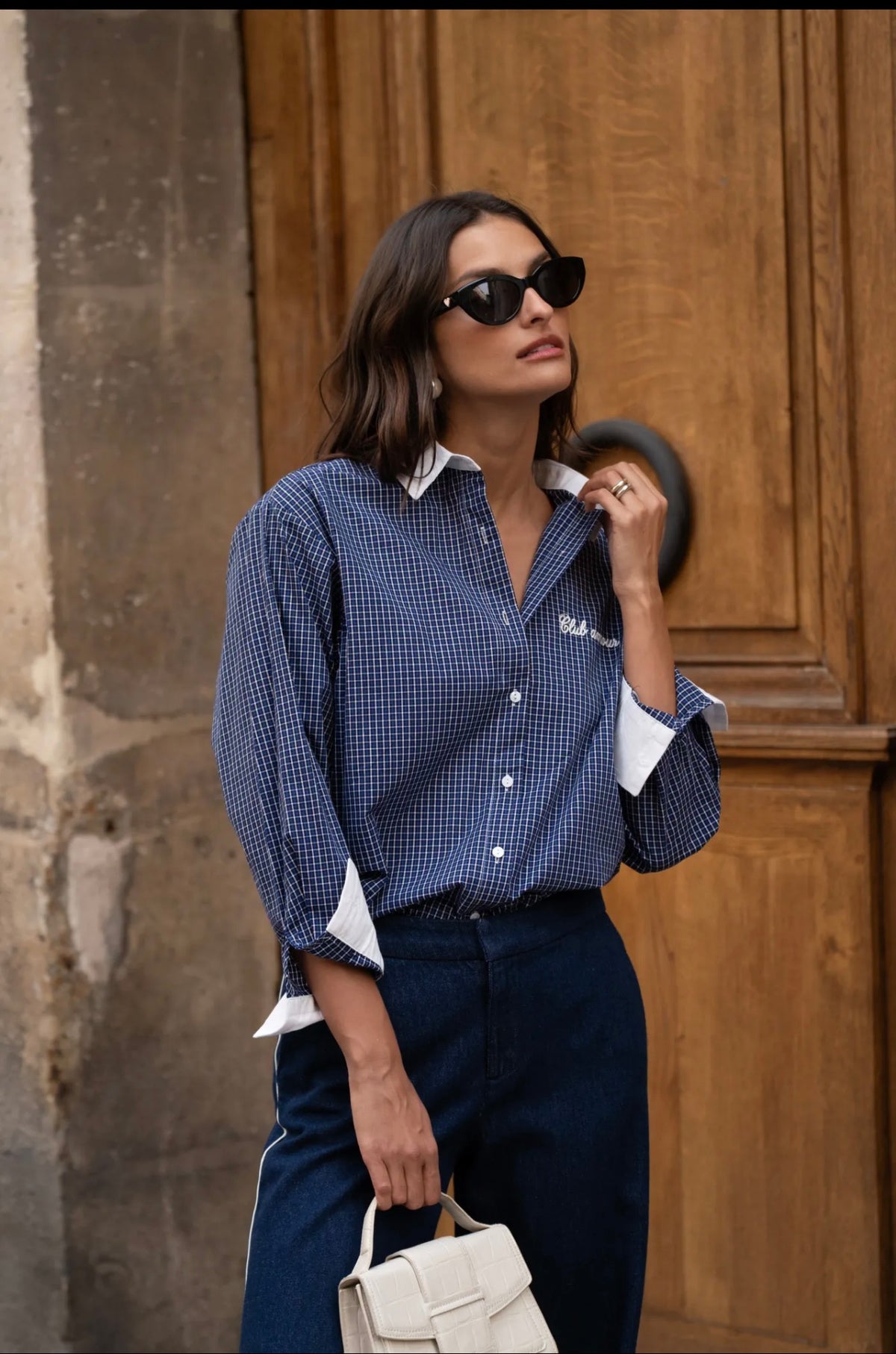 Chemise à Quadrillage Bleu Marine « Club Amour »