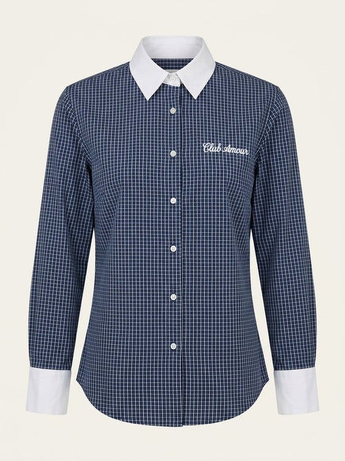 Chemise à Quadrillage Bleu Marine « Club Amour »