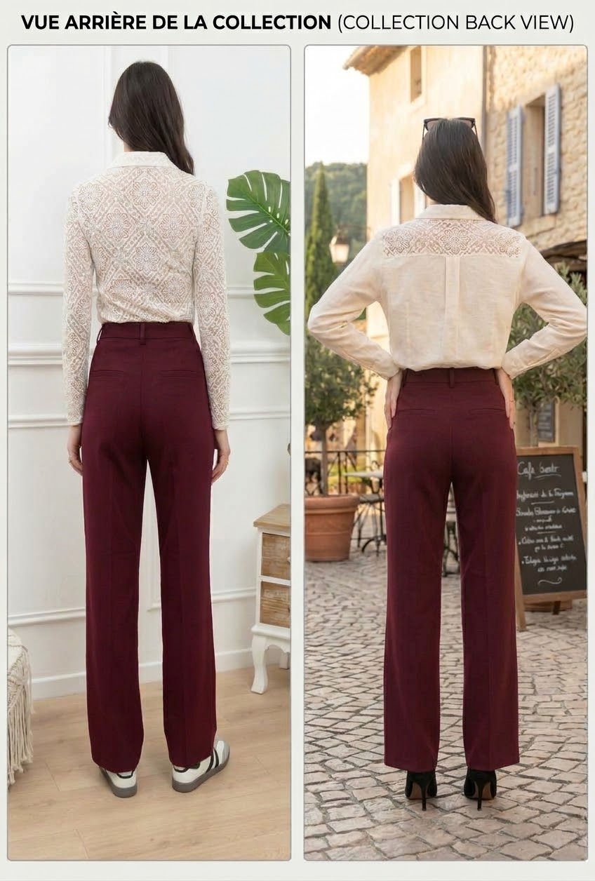 Pantalon de costume  taille haute Coupe droite & fluide